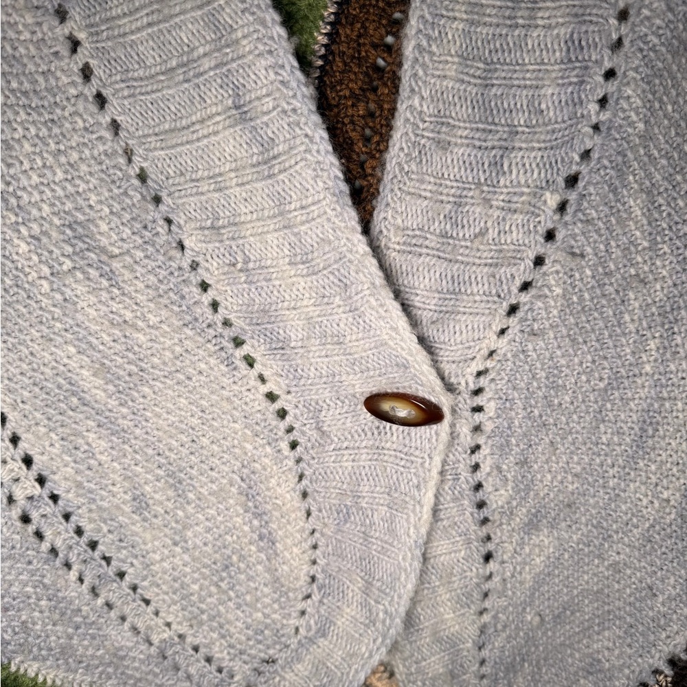 Anthropologie Rosie Neira Light blue mallard duck crochet cardigan sweater - Picture 4 of 6